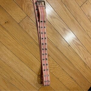 Y2K Pink Belt striped with Silver Buckle